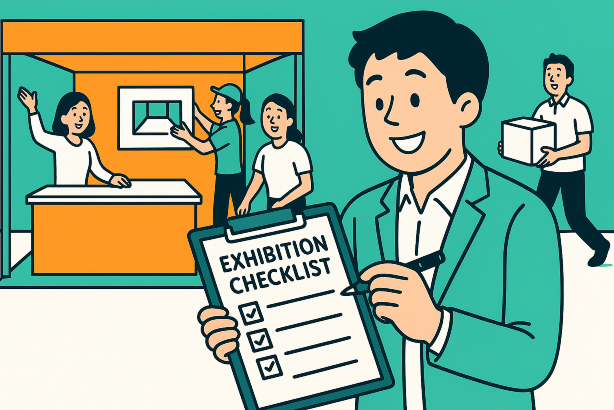 展示会スタッフ運営のチェックリストイラスト