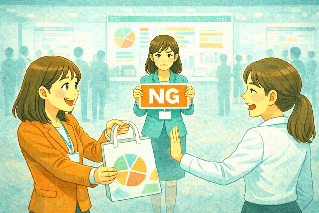 展示会ノベルティのNG行動