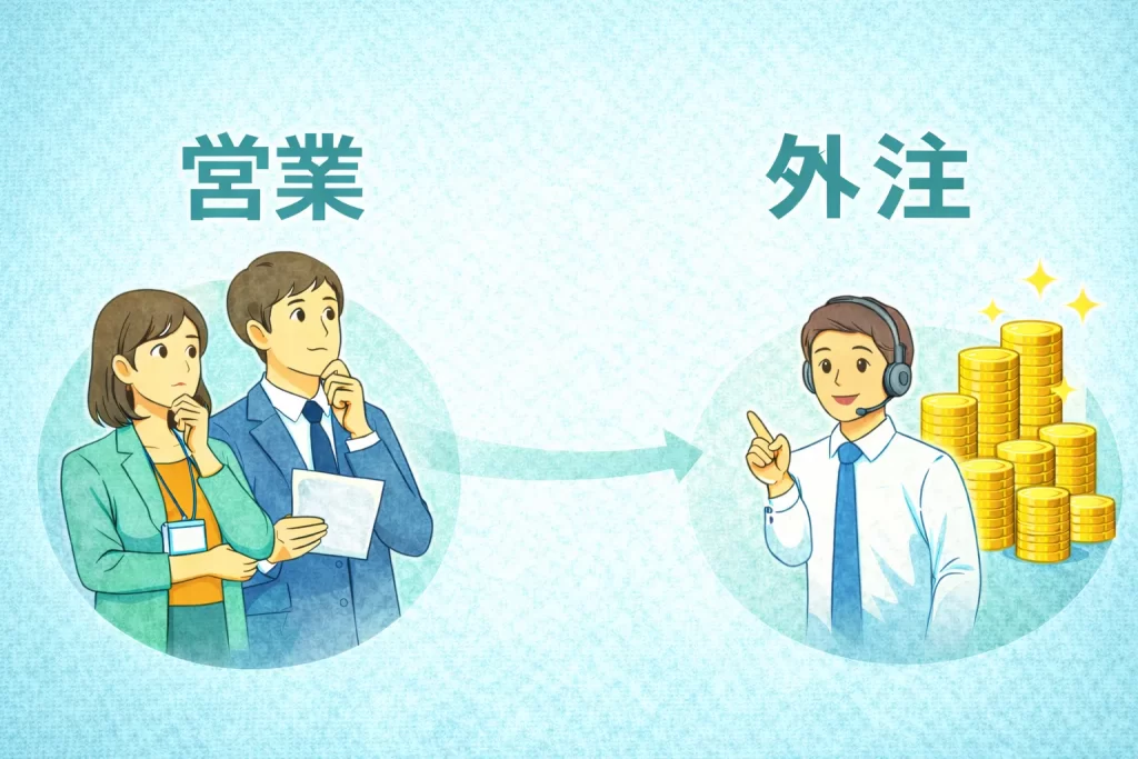 営業代行会社に外注しようか考えている女性社員と男性社員