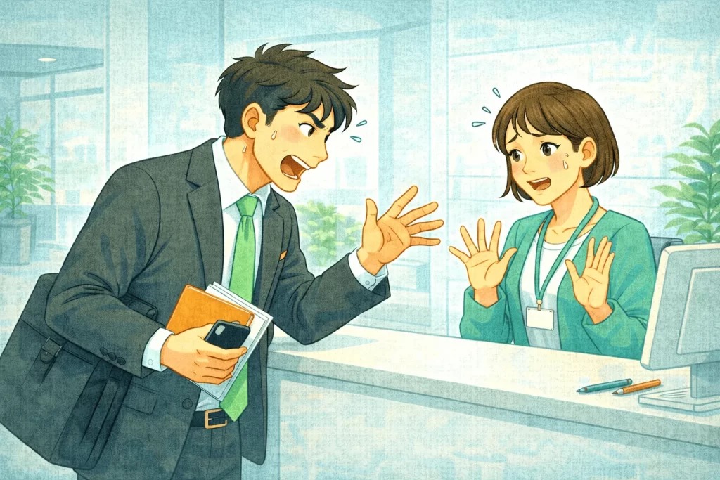 飛び込み営業 訪問営業のNG行為をしている男性