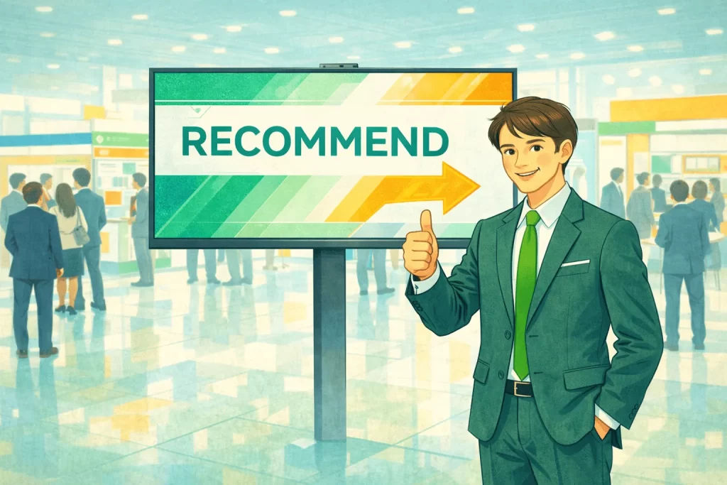 展示会ブース制作会社をおすすめする男性