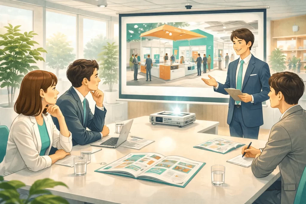 展示会クリエイティブ制作会社のプレゼン風景