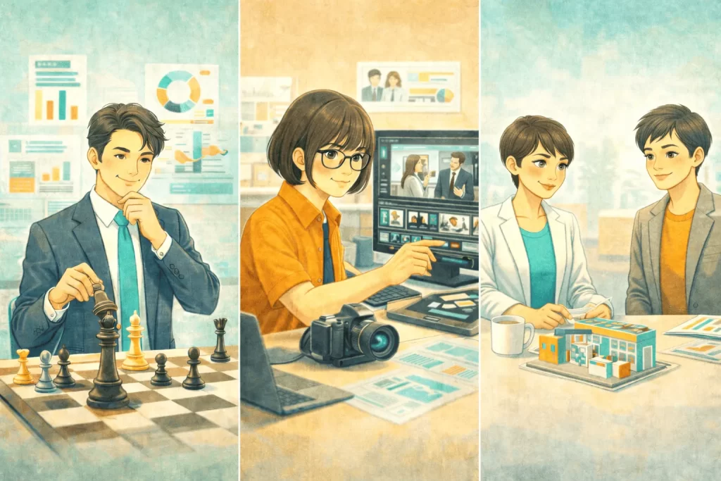 展示会クリエイティブ制作会社のタイプイメージ