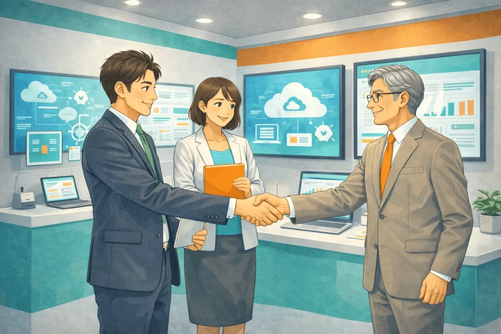 展示会施工会社を比較して受注に至る男女