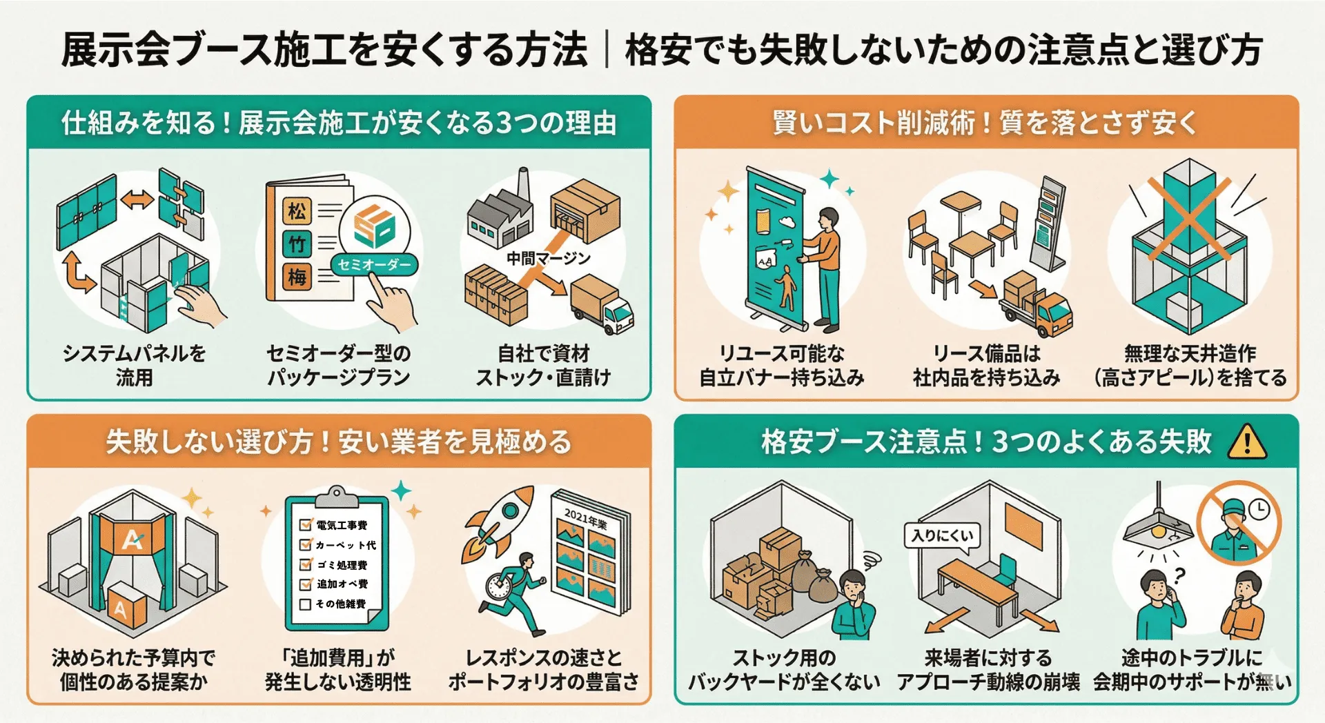 展示会ブース施工を安くする方法｜格安でも失敗しないための注意点と選び方