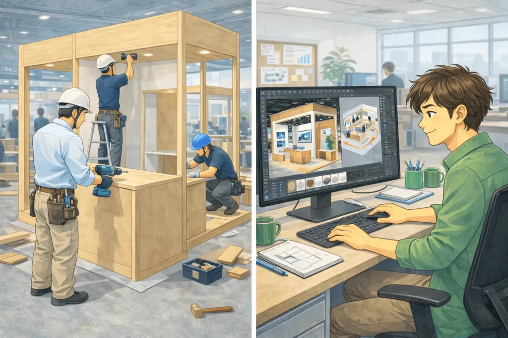 展示会ブースデザイン費用について、
施工費との違い